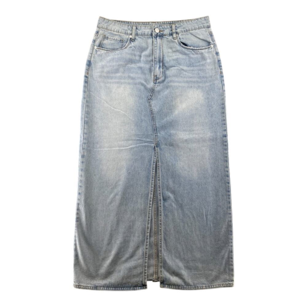 BLANKNYC Denim Maxi Skirt Women’s Size 30 High Rise Front Slit Light Wash